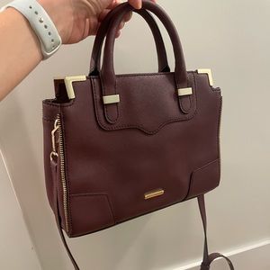 Dark Purple Rebecca Minkoff Crossbody Bag with Gold and Zipper Details